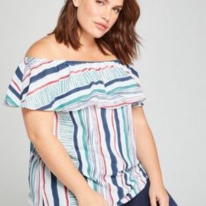 Lane Bryant Stripped Off-the-Shoulder Top